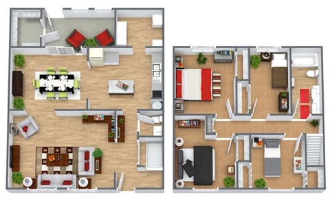Floor plan for 4 beds, 1.5 baths, 1700 sqft